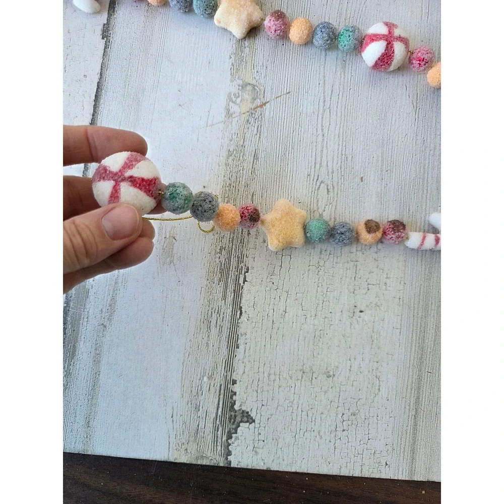 Vintage sugared candy Garland hearts candy cane striped pastel Xmas tree unique
